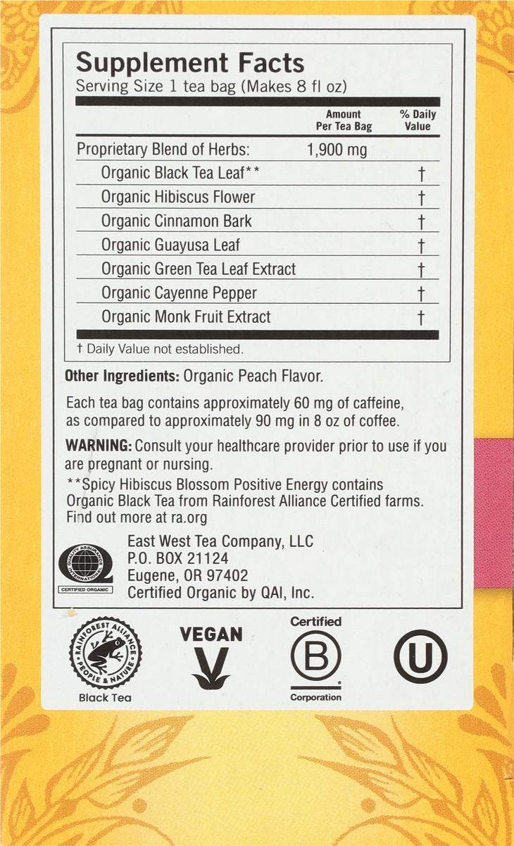 slide 8 of 9, Yogi Tea Spicy Hibiscus Blossom Positive Energy, Black Tea, Wellness Tea Bags, 16 Count, 16 ct