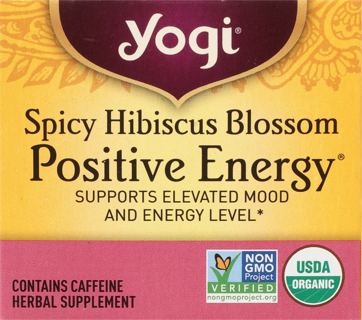 slide 7 of 9, Yogi Tea Spicy Hibiscus Blossom Positive Energy, Black Tea, Wellness Tea Bags, 16 Count, 16 ct