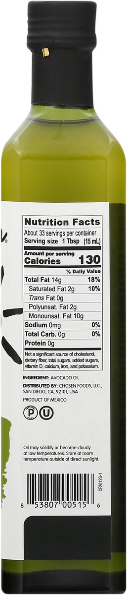 slide 8 of 9, Chosen Foods 100% Pure Avocado Oil 16.9 oz, 16.9 fl oz