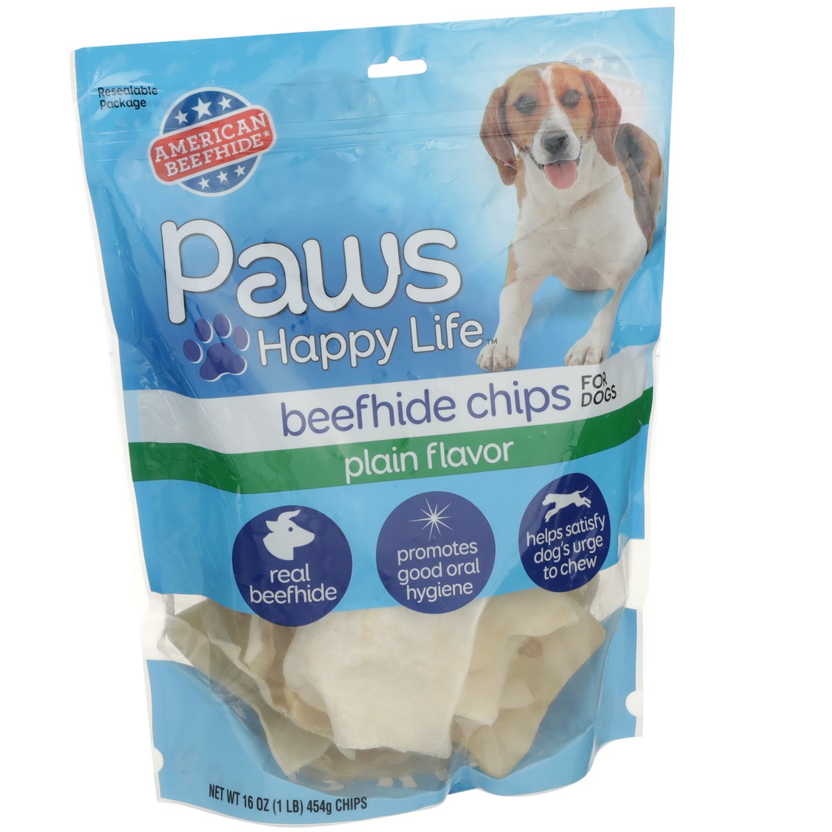 slide 2 of 11, Paws Happy Life Plain Flavor Beefhide Chips For Dogs, 16 oz