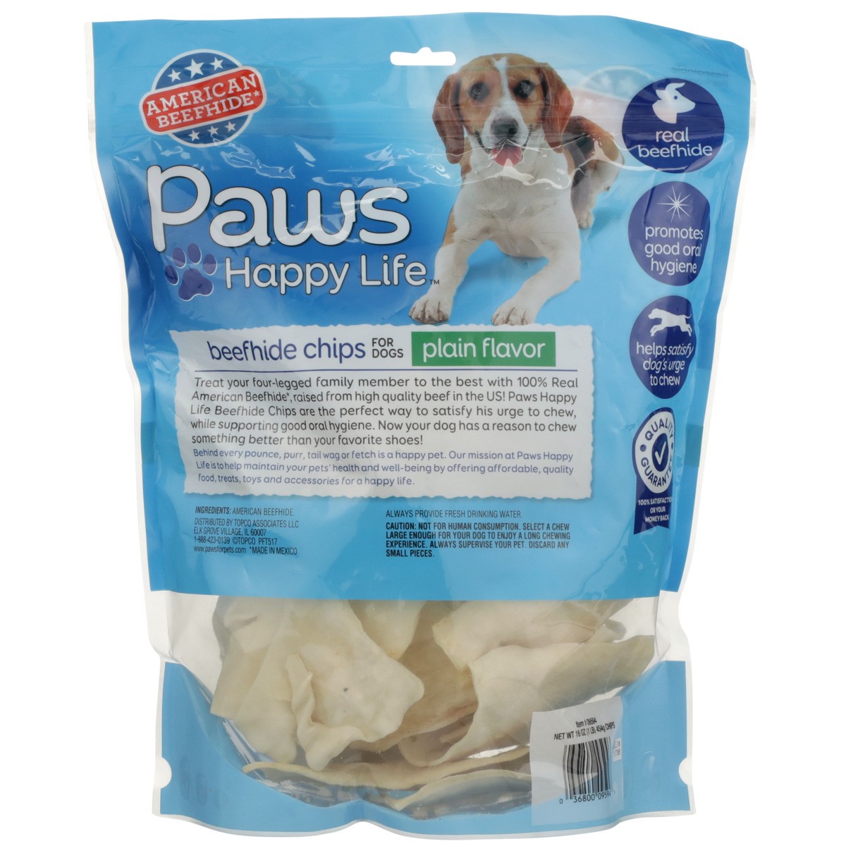 slide 4 of 11, Paws Happy Life Plain Flavor Beefhide Chips For Dogs, 16 oz