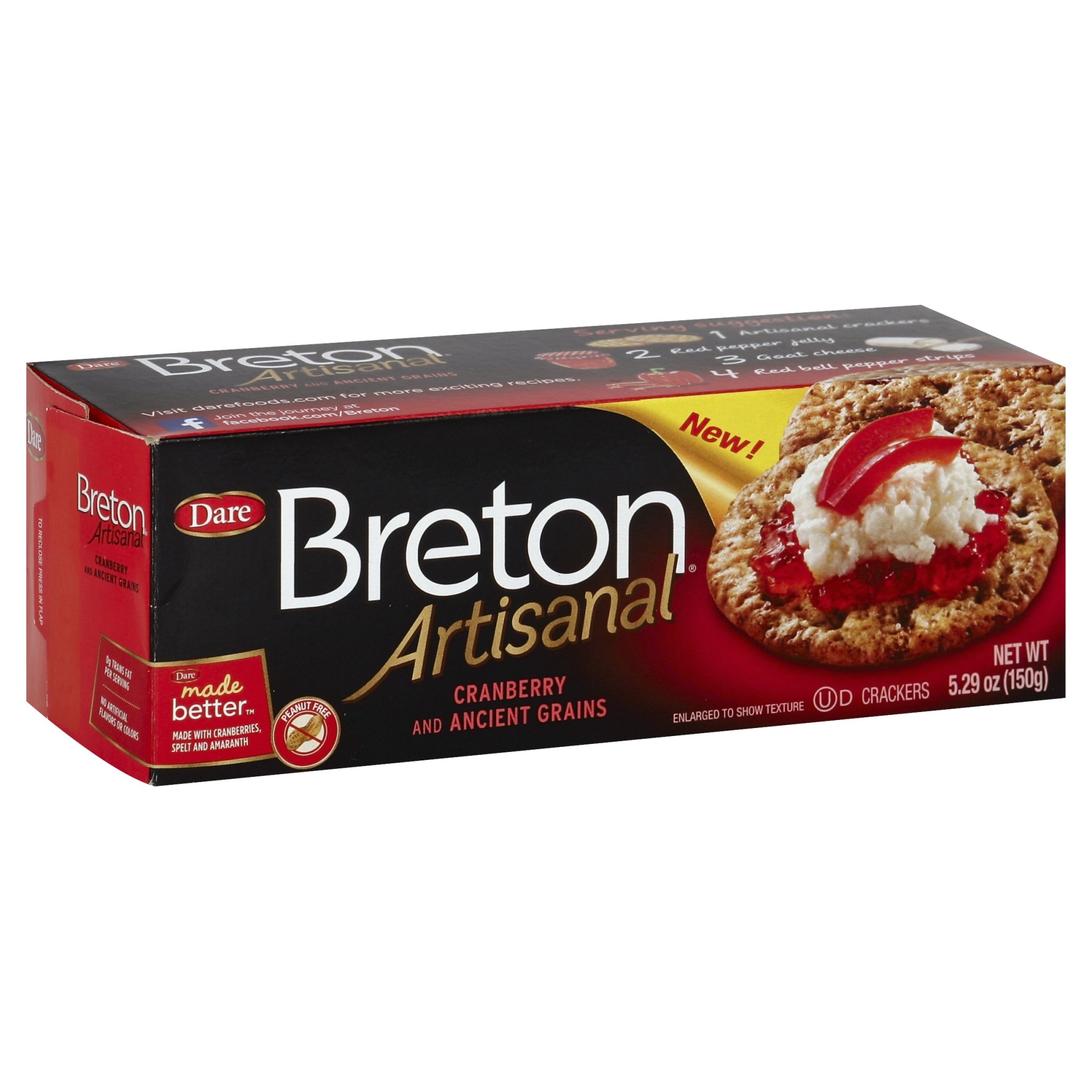 slide 1 of 2, Breton Cranberry & Ancient Grains Crackers, 5.29 oz