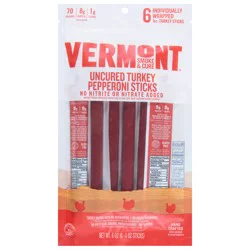 Vermont Smoke & Cure Uncured Turkey Pepperoni Sticks, 6 - 1 oz Sticks