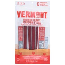 Vermont Smoke & Cure Uncured Turkey Pepperoni Sticks, 6 - 1 oz Sticks