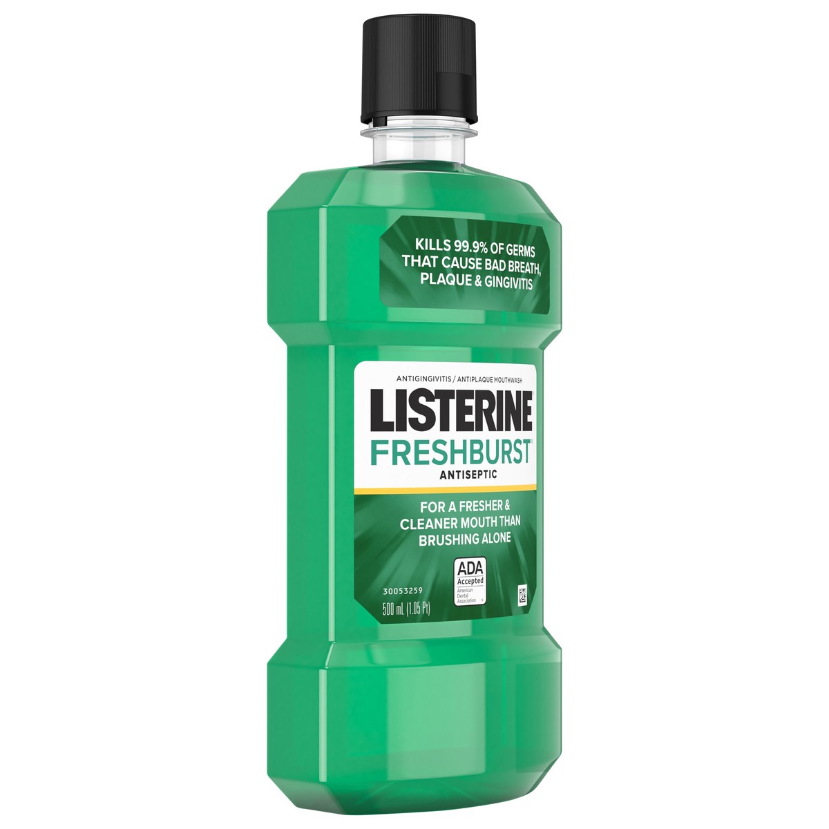 slide 3 of 12, Listerine Freshburst Antiseptic Mouthwash for Bad Breath, Kills 99% of Germs that Cause Bad Breath & Fight Plaque & Gingivitis, ADA Accepted Mouthwash, Spearmint, 500 mL, 500 ml