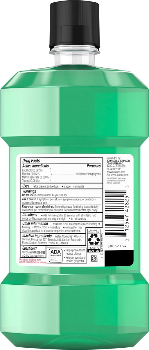 slide 6 of 12, Listerine Freshburst Antiseptic Mouthwash for Bad Breath, Kills 99% of Germs that Cause Bad Breath & Fight Plaque & Gingivitis, ADA Accepted Mouthwash, Spearmint, 500 mL, 500 ml