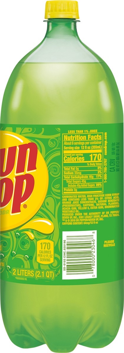 slide 9 of 10, Sun Drop Citrus Soda 2 lt Bottle, 2 liter