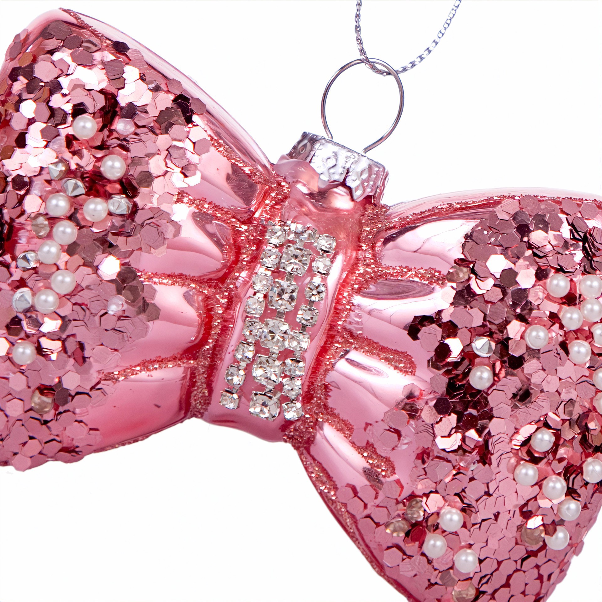 slide 2 of 2, 3.5" Pink Bow Glass Ornament By Ashland, 3.5 in x 1.35 in x 2.5 in