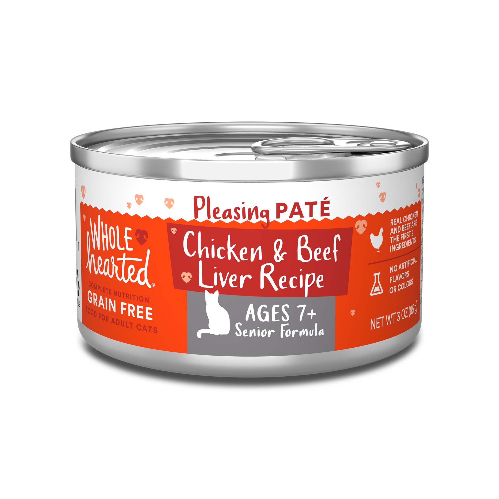 slide 1 of 1, WholeHearted Grain Free Chicken and Beef Liver Senior Wet Cat Food Pate, 3 oz., 1 ct