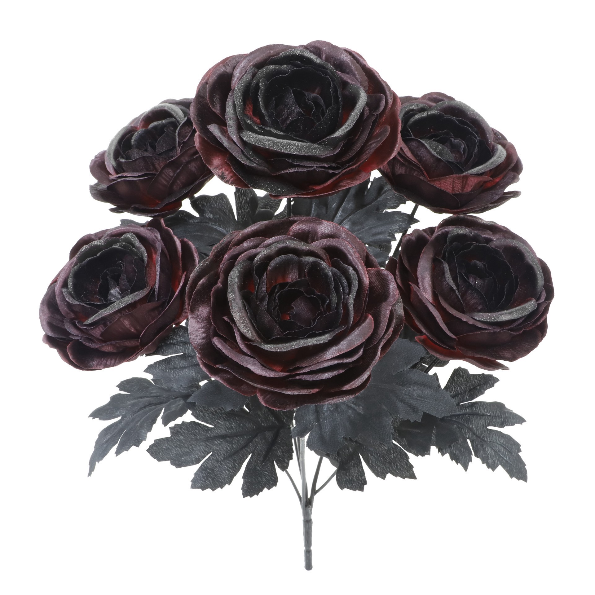 slide 3 of 3, Black-Red Glittery Ranunculus Bush By Ashland, 9 in x 9 in x 18 in