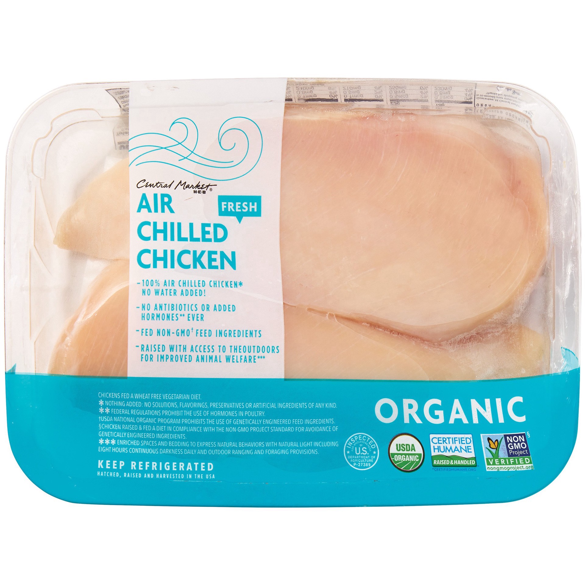 slide 1 of 1, Central Market Organics Air Chilled Boneless Chicken Breast, per lb