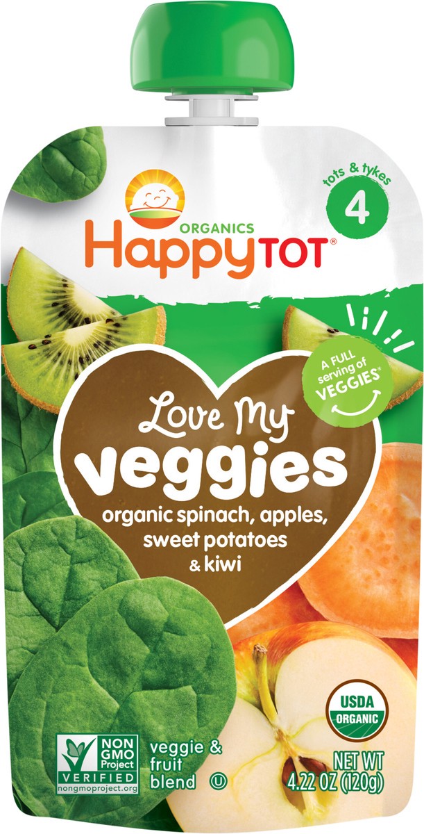 slide 3 of 3, Happy Tot Love My Veggies Spinach Apple Sweet Potato & Kiwi, 4.22 oz