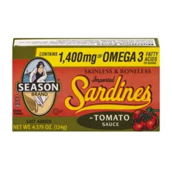 Season Brand Skinless & Boneless Sardines in Tomato Sauce - 4.37 oz