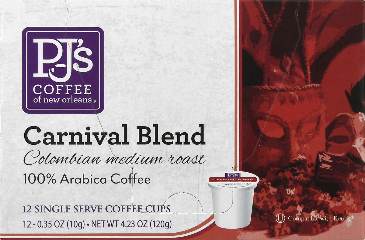 slide 1 of 1, PJ's Coffee of New Orleans Single Serve Cups Colombian Medium Roast Carnival Blend Coffee- 12 ct, 12 ct