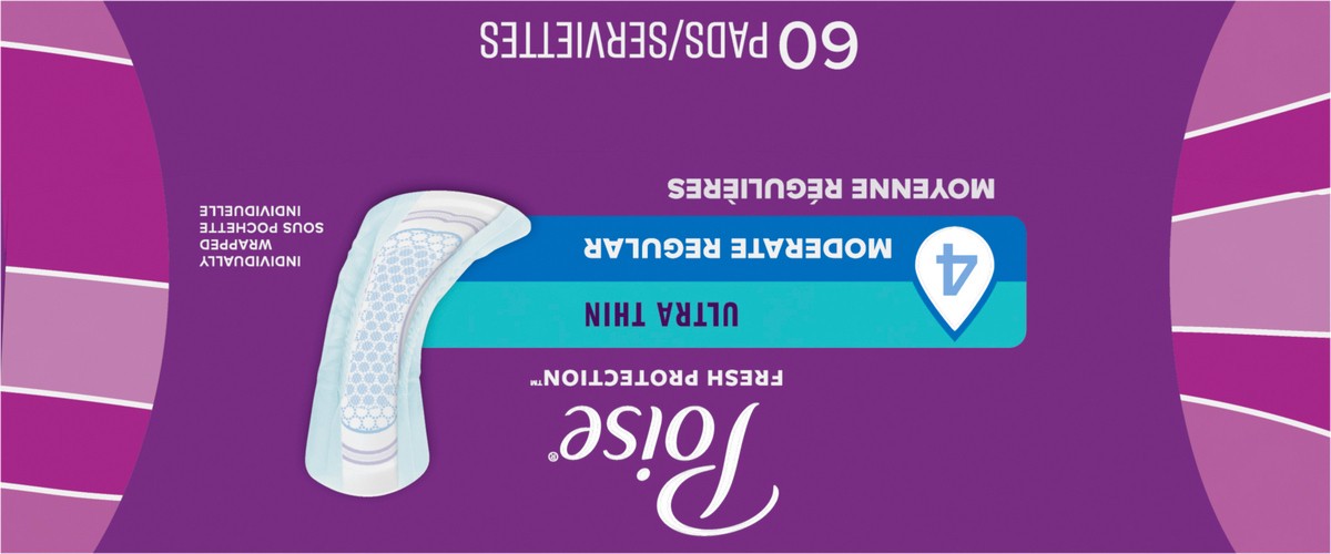 slide 11 of 11, Poise Ultra Thin Incontinence Pads & Postpartum Incontinence Pads, 4 Drop Moderate Absorbency, Regular Length, 60 Count, 60 ct