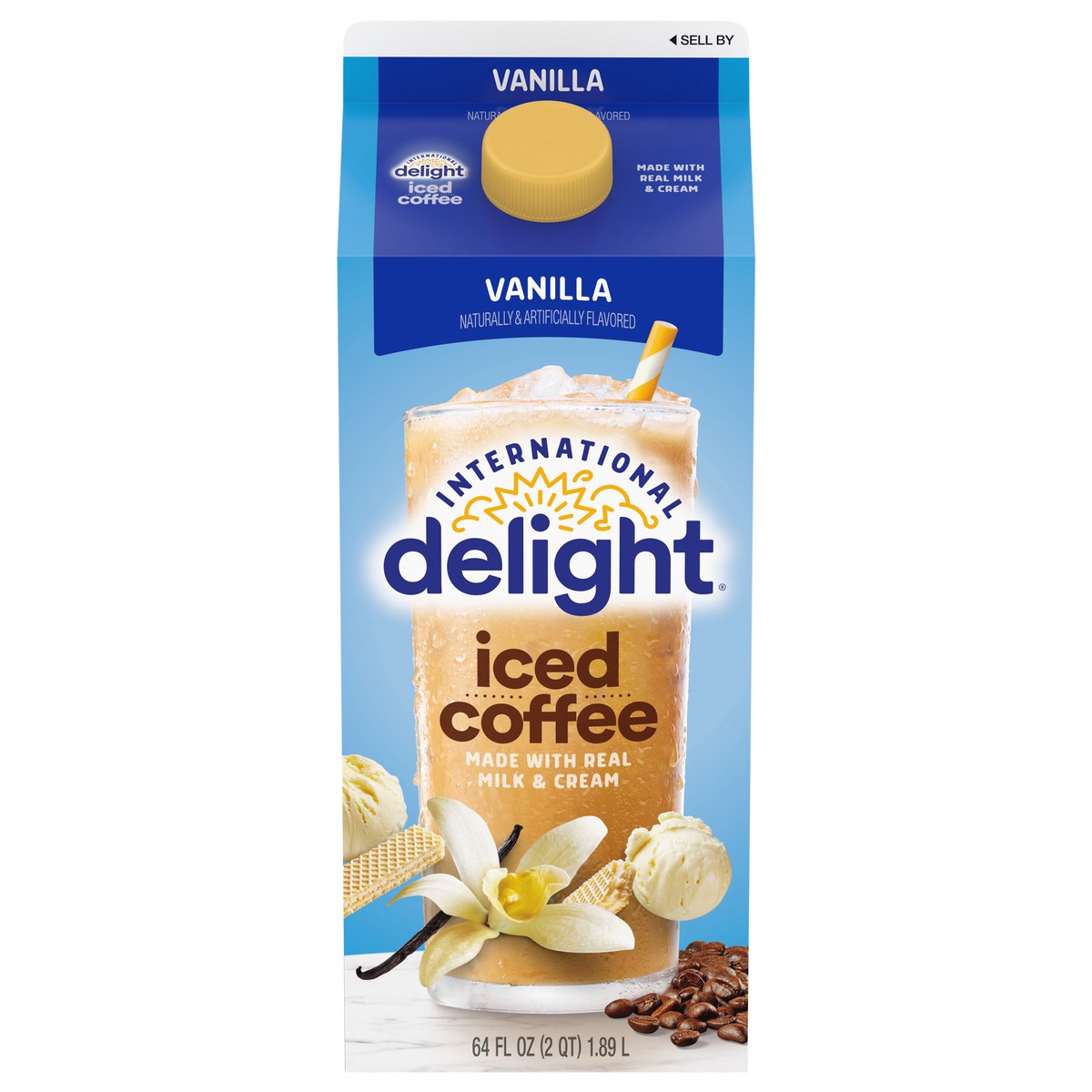 slide 1 of 5, International Delight Iced Coffee, Vanilla, 64 FL OZ Carton, 64 fl oz