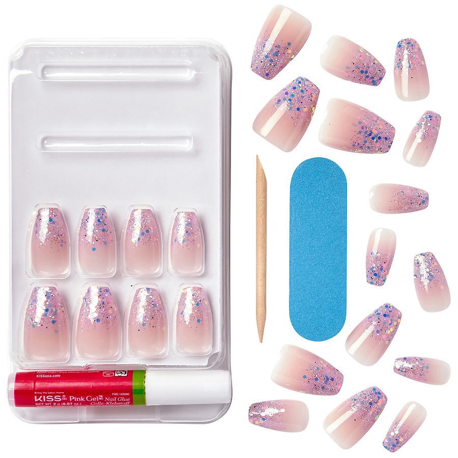 slide 4 of 5, Kiss Gel Fantasy Short Nails 24 ea, 24 ct