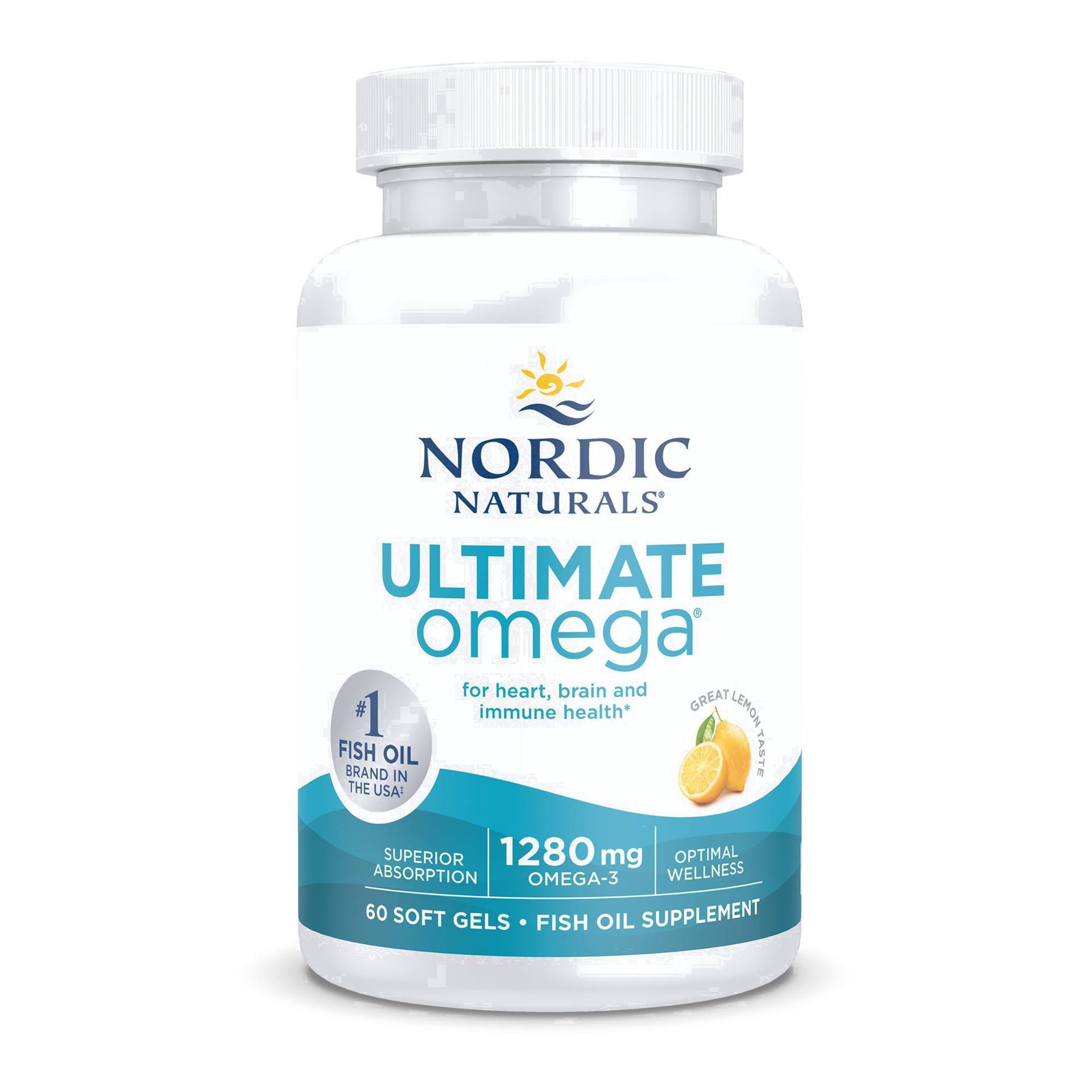 slide 41 of 60, Nordic Naturals 1280 mg Lemon Ultimate Omega 60 Soft Gels, 60 ct