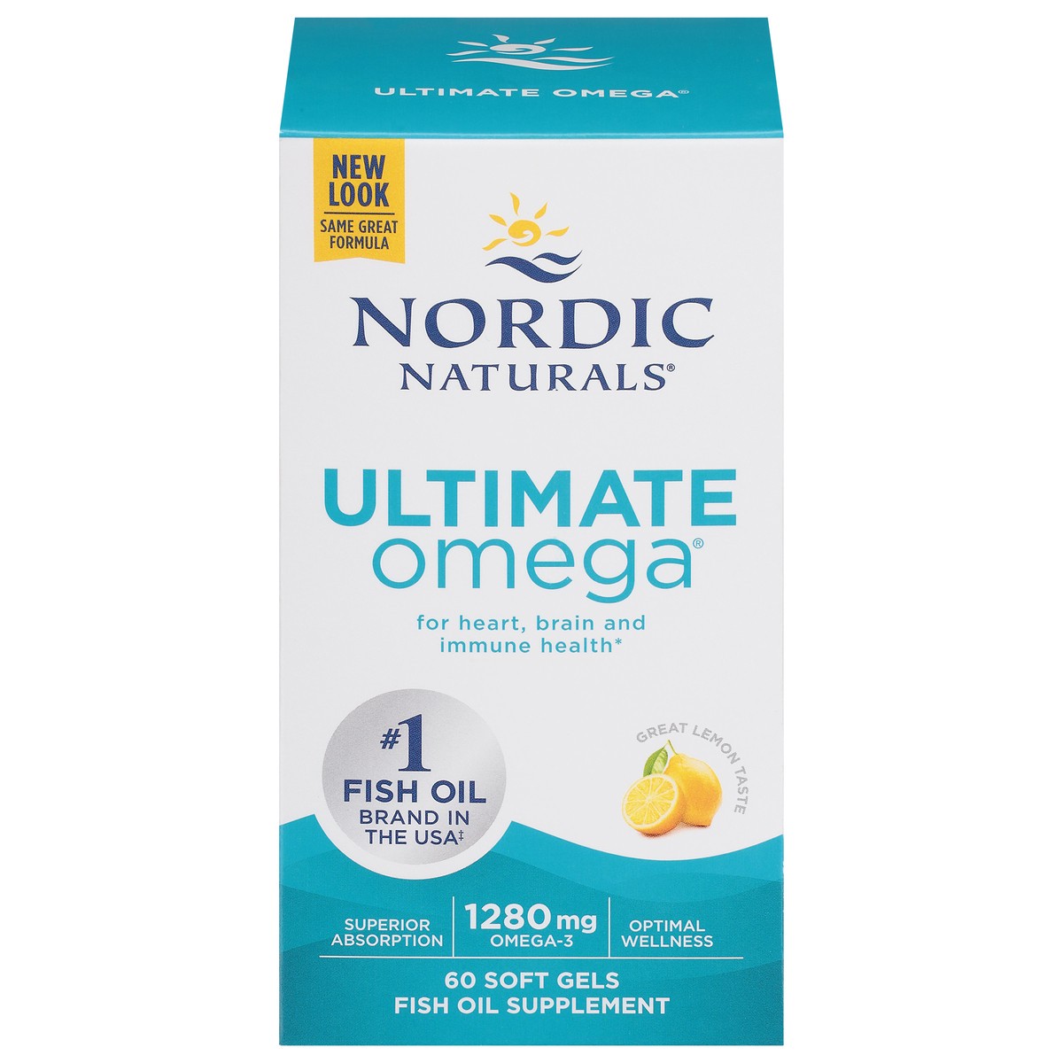 slide 1 of 60, Nordic Naturals 1280 mg Lemon Ultimate Omega 60 Soft Gels, 60 ct