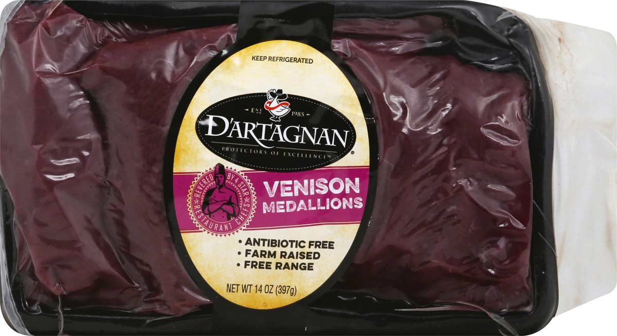 slide 1 of 8, D'Artagnan Medallions Venison 14 oz, 14 oz