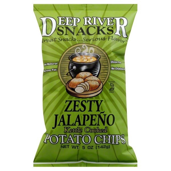 slide 1 of 6, Deep River Snacks Zesty Jalapeno Kettle Cooked Potato Chips, 5 oz