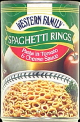 slide 1 of 1, Western Family Spaghetti Rings, 15 oz