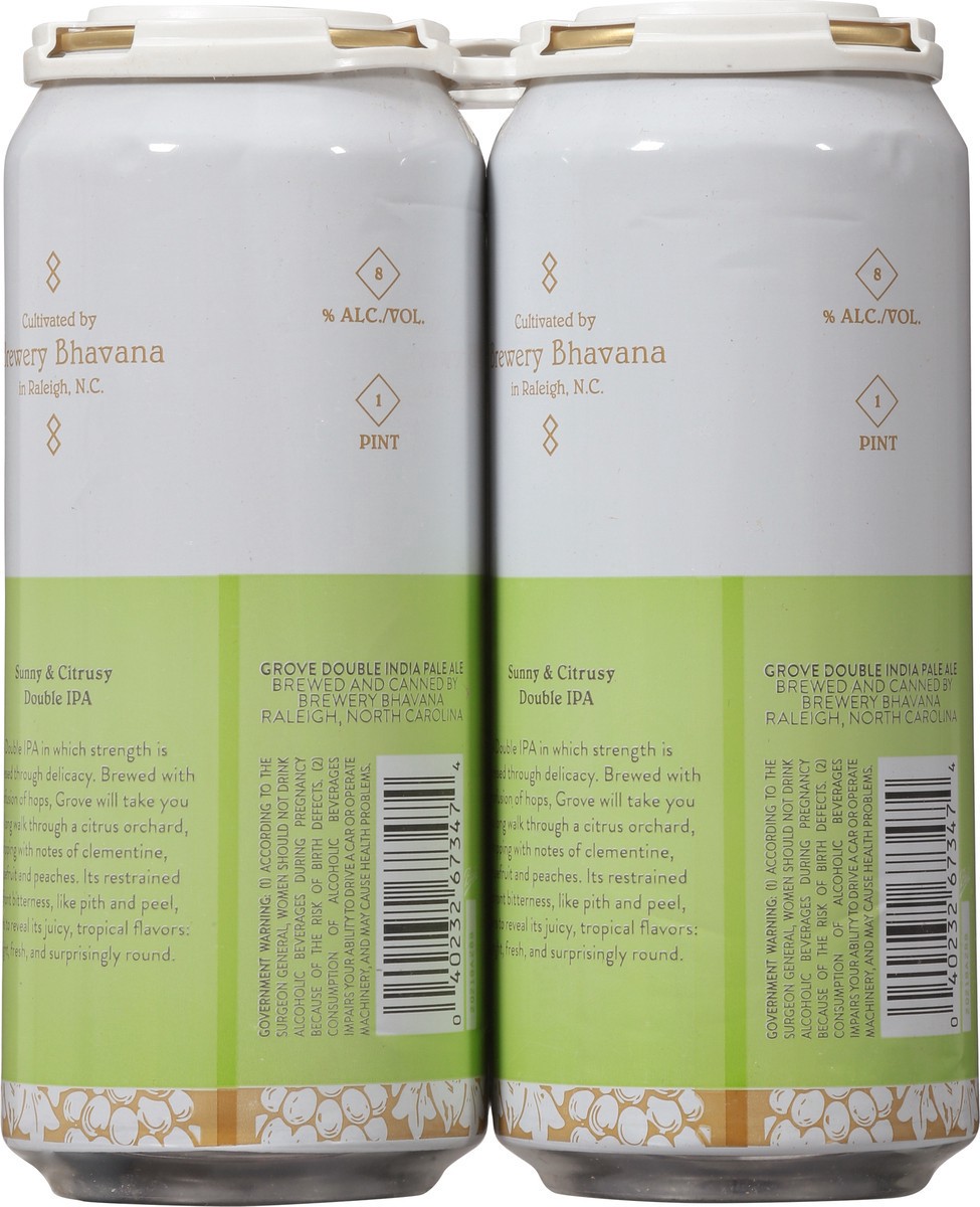slide 9 of 10, Brewery Bhavana Double IPA Grove Beer 4 - 1 pt Cans, 4 ct