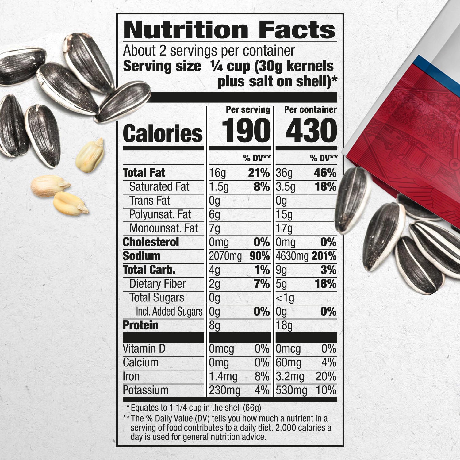 slide 2 of 5, David Seeds Reduced Sodium Salted and Roasted Jumbo Sunflower Seeds, Keto Friendly Snack, 5.25 oz., 5.25 oz