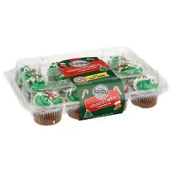 two-bite Christmas Chocolate Cupcakes