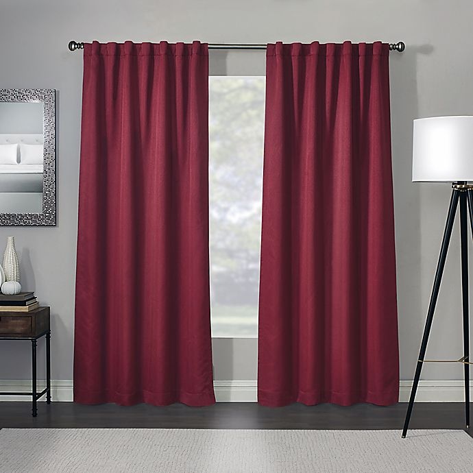 slide 1 of 2, Madeira 100% Blackout Rod Pocket Window Curtain Panel - Crimson, 108 in