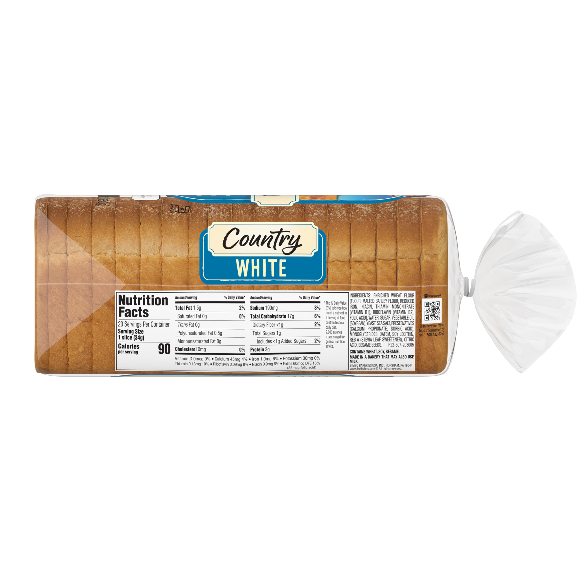 slide 5 of 5, Freihofer's Country White Bread, 24 oz, 1 cnt