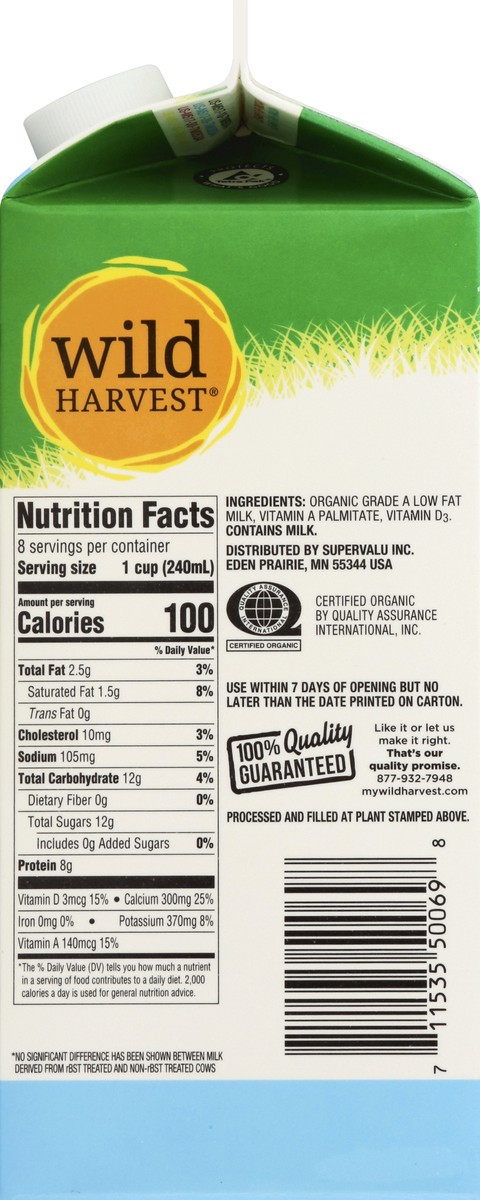 slide 3 of 9, Wild Harvest Organic 1% Milk, 64 fl oz