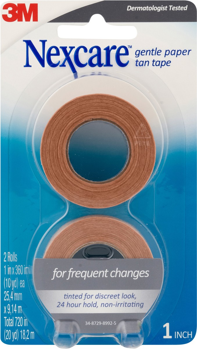 slide 2 of 11, Nexcare Gentle Paper Tan Tape 2 ea, 2 ct