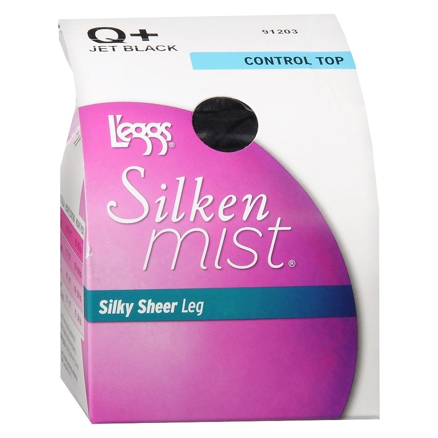 slide 1 of 4, L'EGGS - SILKEN MIST Silken Mist Sheer Leg Control Top Jet Black Q+, 1 ct