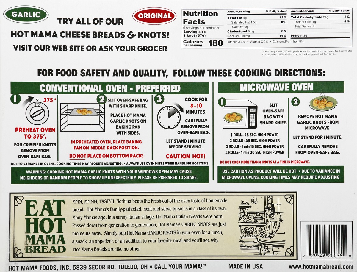 slide 4 of 9, Hot Mama Foods Knots 6 ea, 6 ct