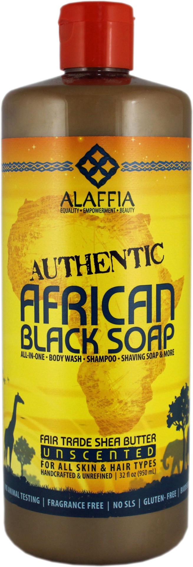 slide 1 of 1, Alaffia African Black Soap Unscented, 32 oz