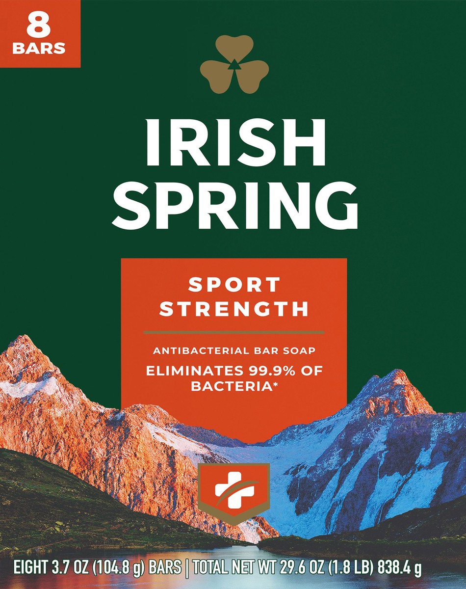 slide 4 of 7, Irish Spring Sport Strength Antibacterial Bar Soap 8 - 3.7 oz Packs, 8 ct