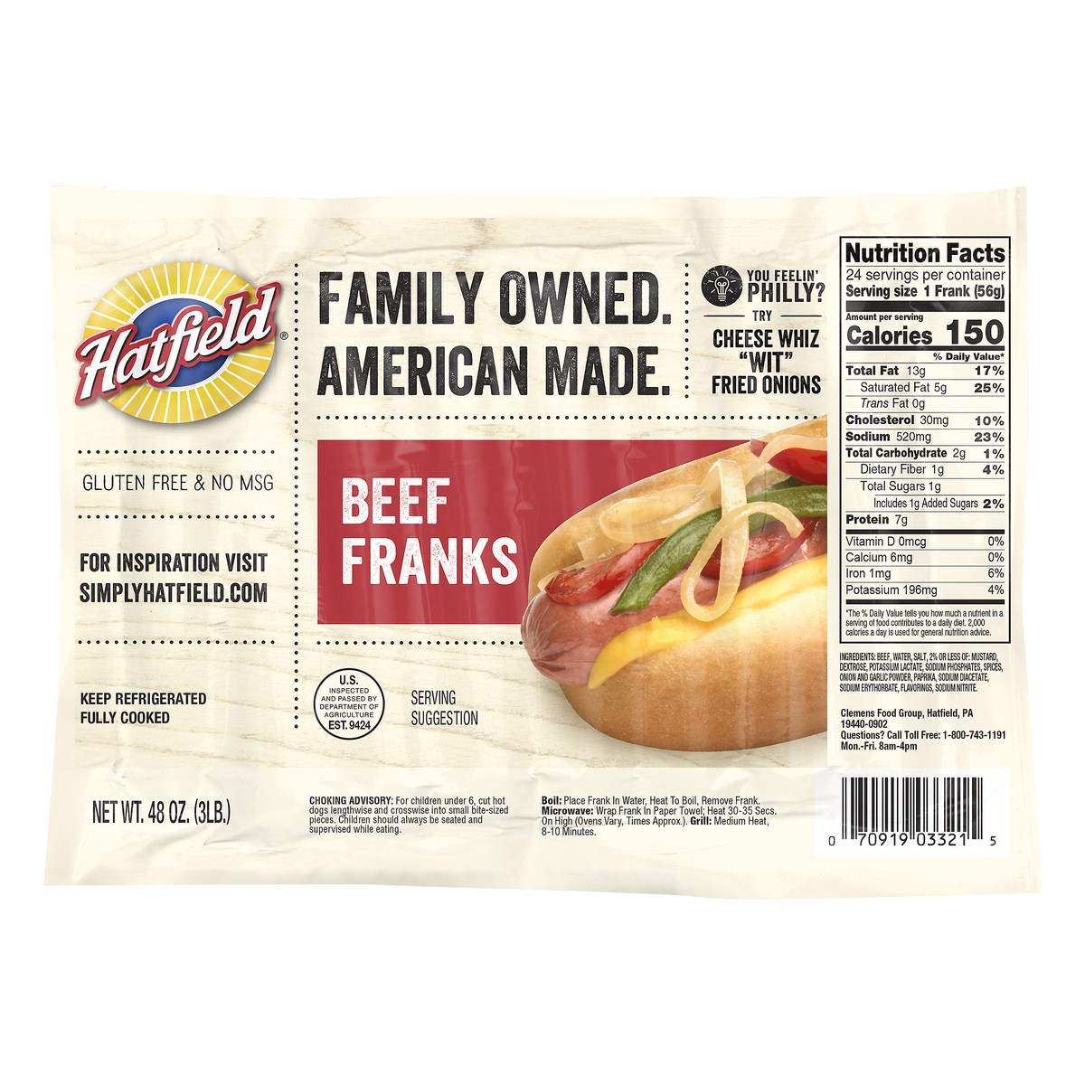 slide 3 of 6, Hatfield Beef Franks 48 oz, 48 oz