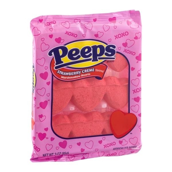 slide 1 of 2, Peeps Valentine Strawberry Creme Marshmallow Hearts, 3 oz