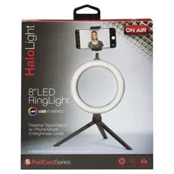 Tzumi On Air HaloLight 8 inch LED Ring Light with Desktop Tripod Stand