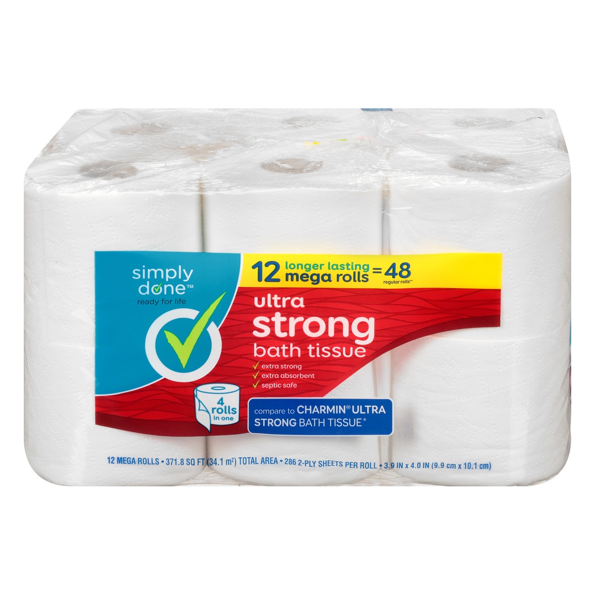 slide 1 of 8, Simply Done Ultra Strong Mega Rolls Bath Tissue, 12 ct