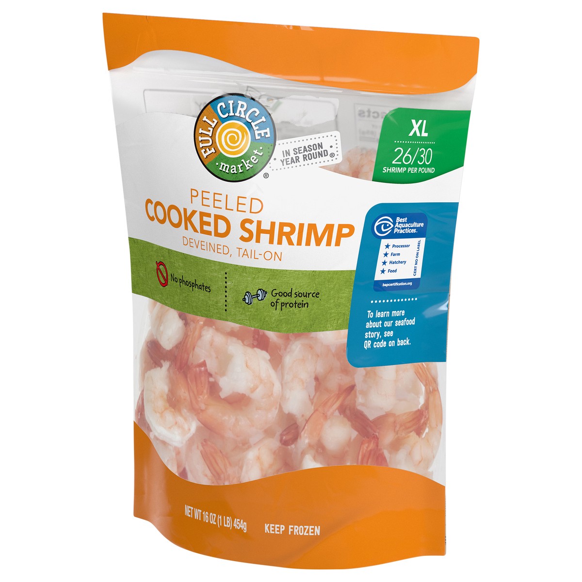 slide 2 of 4, Full Circle 26/30 Count Cooked Shrimp, 16 oz