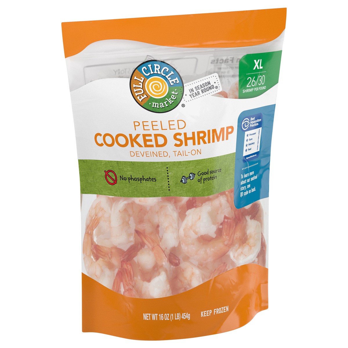 slide 4 of 4, Full Circle 26/30 Count Cooked Shrimp, 16 oz