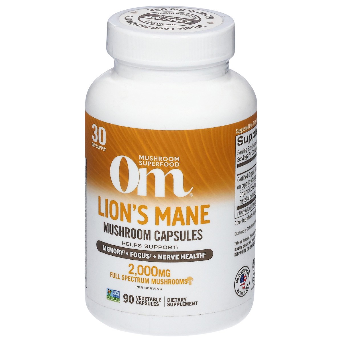 slide 3 of 13, Om 2,000 mg Lion's Mane 90 Vegetable Capsules, 90 ct