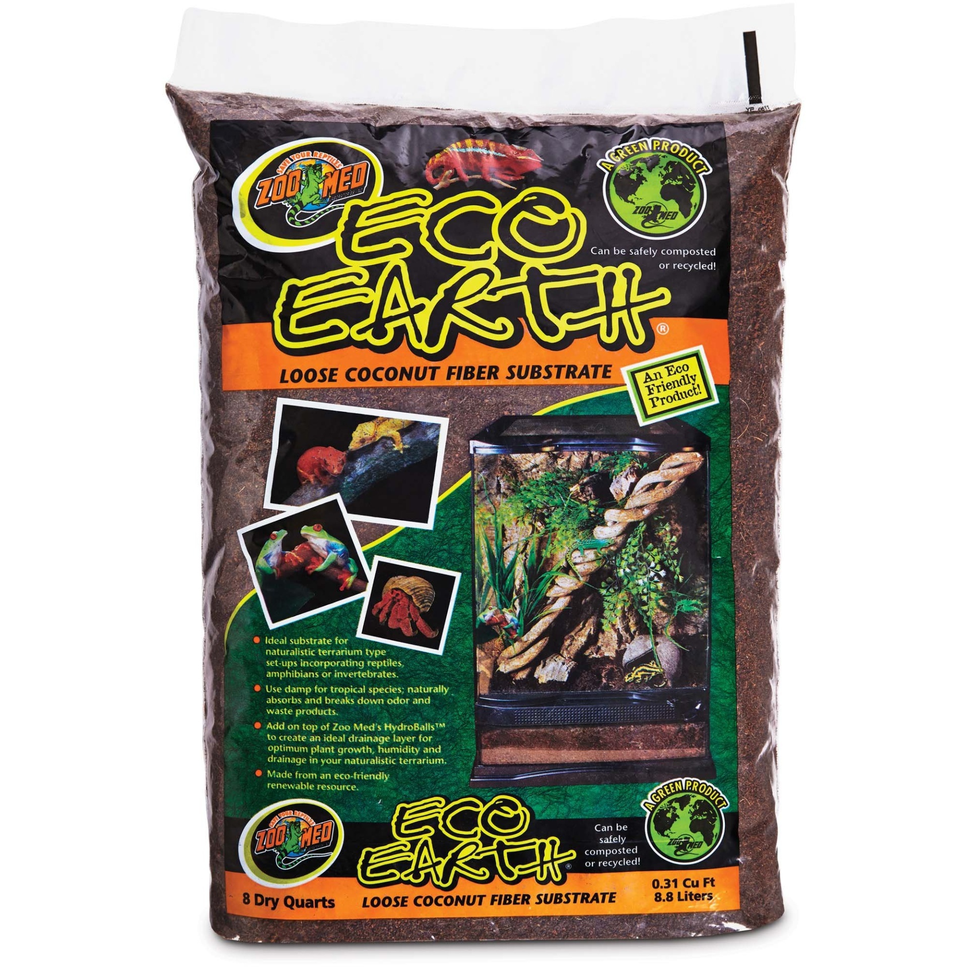 slide 1 of 1, Zoo Med Eco Earth Loose Coconut Fiber Substrate, 8.8 Liter