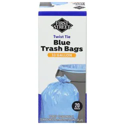 First Street Fs 33 Gallon Twist Tie Blue Trash Bags