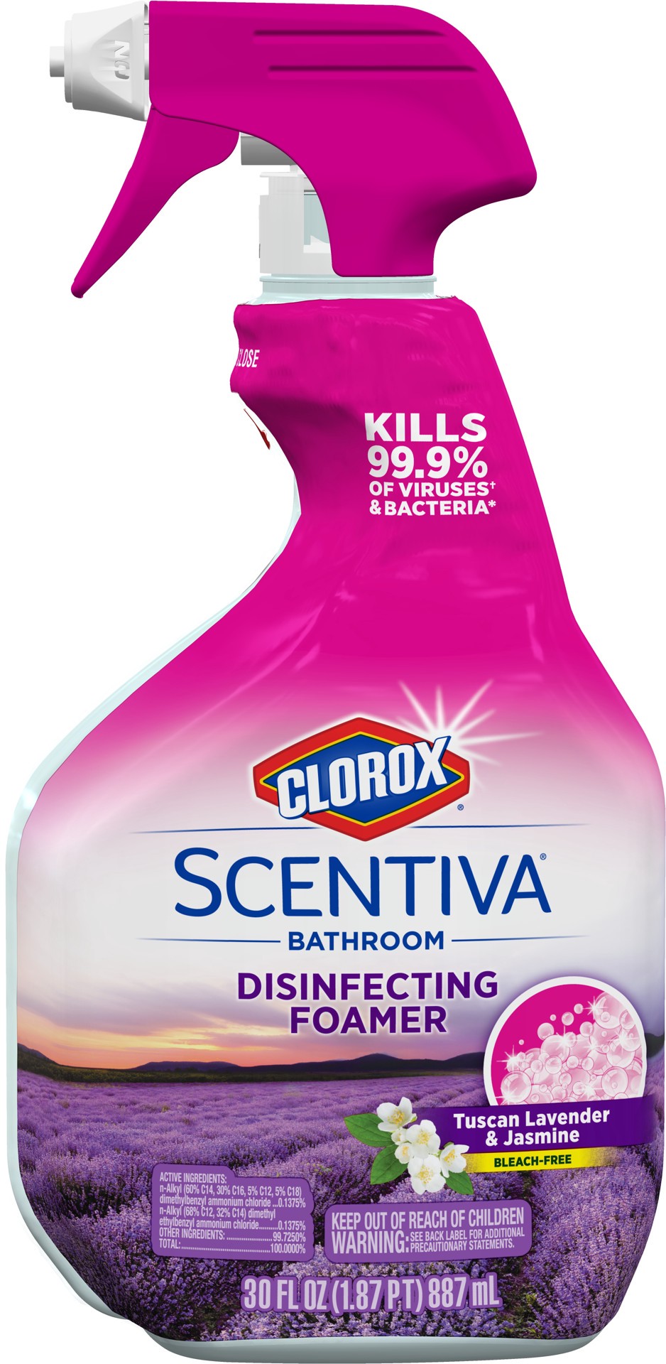 slide 1 of 5, Scentiva Disinfecting Foamer Spray Bottle, Bleach Free, Tuscan Lavender & Jasmine, 30 Ounces, 30 fl oz