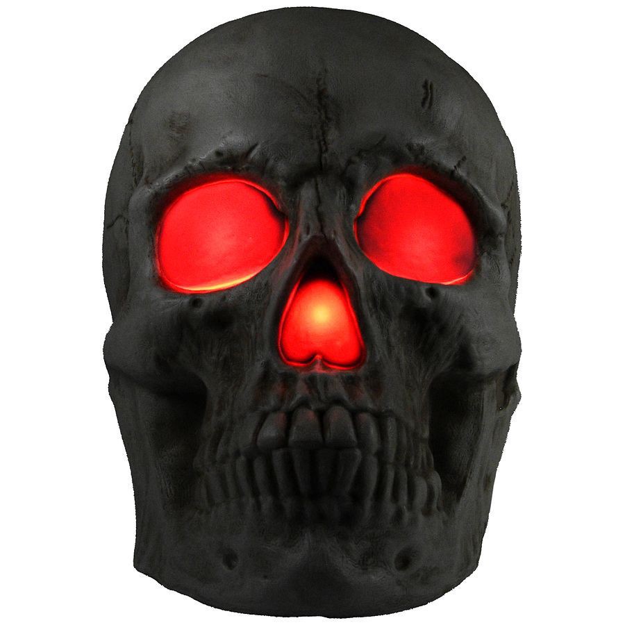slide 4 of 4, Happy Halloween Light Up Skeleton Head, 1 ct