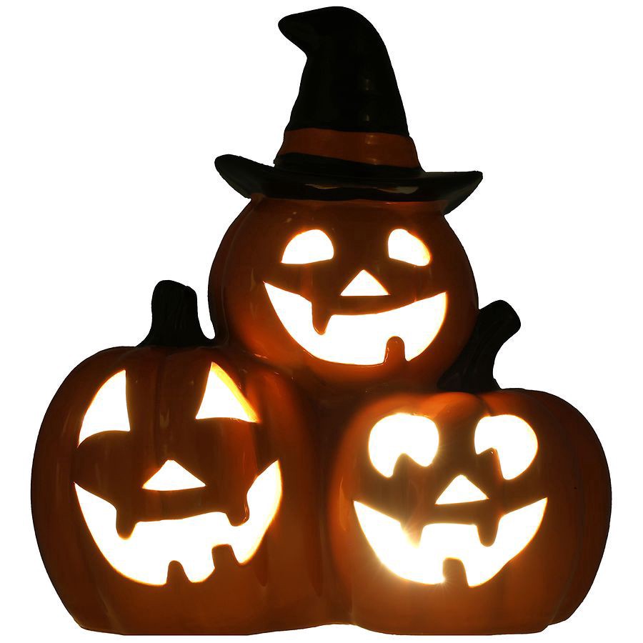 slide 2 of 5, Happy Halloween Trio Stacked Pumpkins, 1 ct