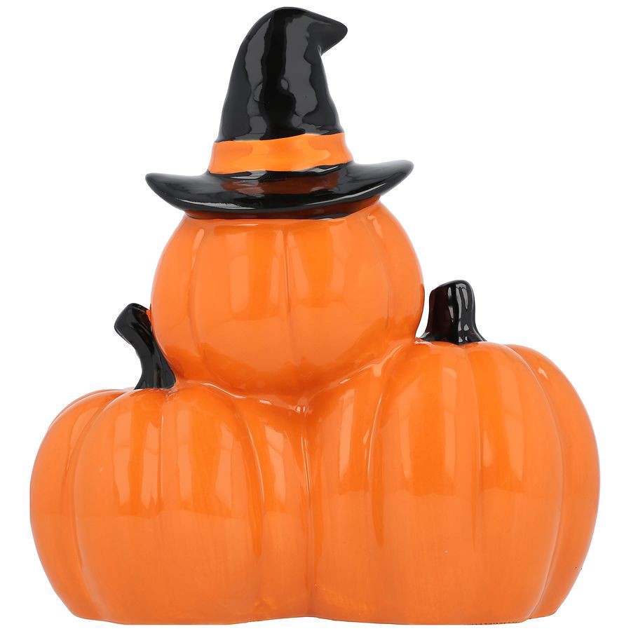 slide 5 of 5, Happy Halloween Trio Stacked Pumpkins, 1 ct